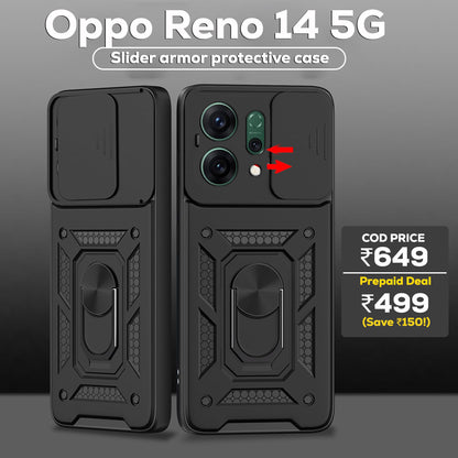 OPPO RENO 14 5G Armor Military-grade Case With Sliding Camera Cover & 360 Kickstand