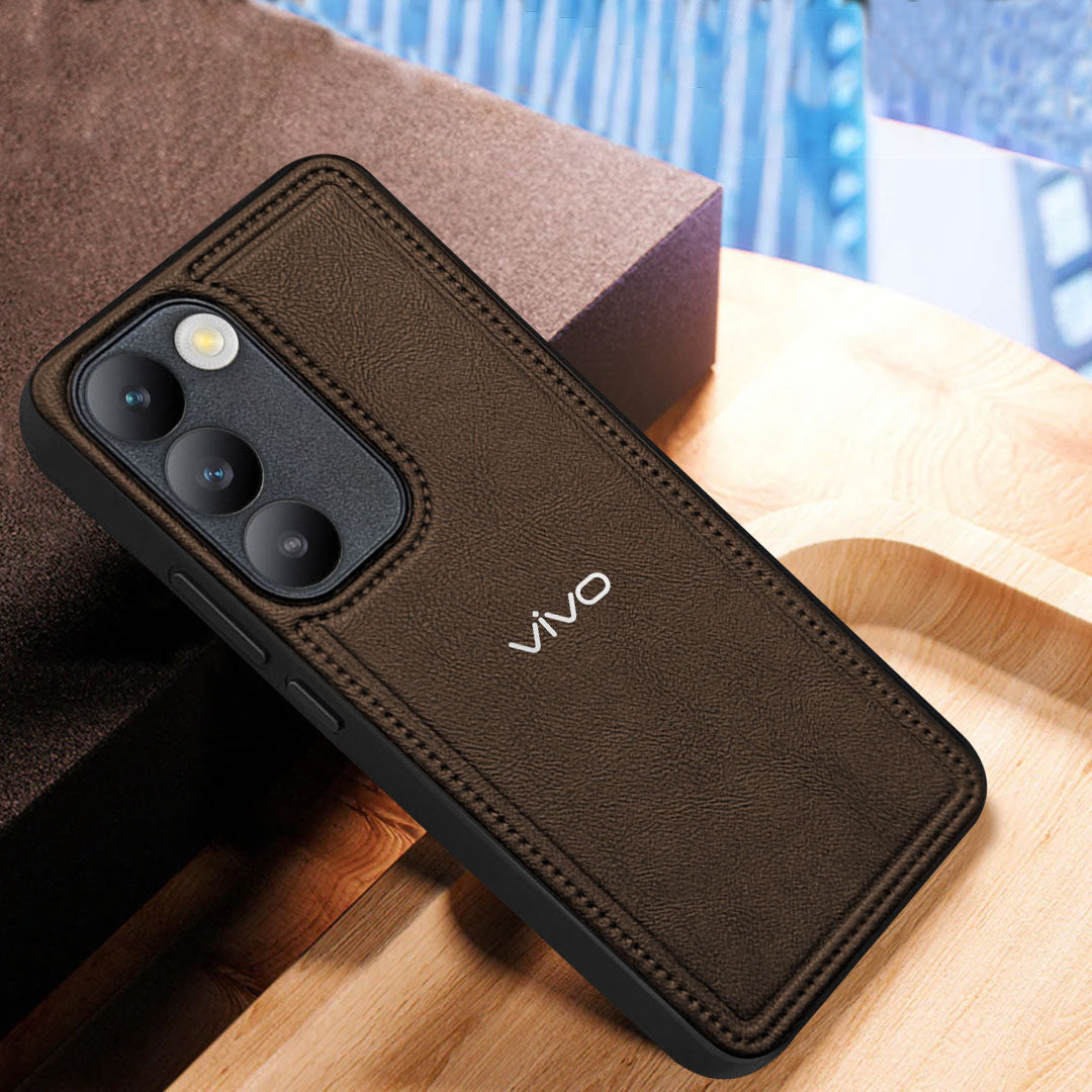 VIVO T3 5G Vintage Leather Stitched Protective Back Case