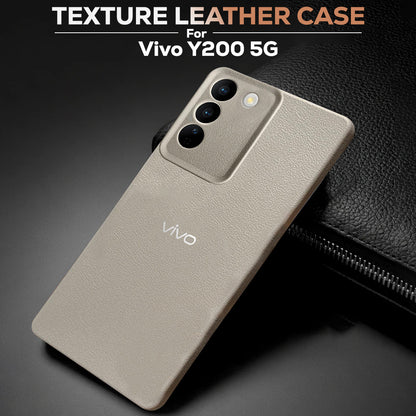 VIVO Y200 5G Solid Color Leather Texture Matte Phone Back Case