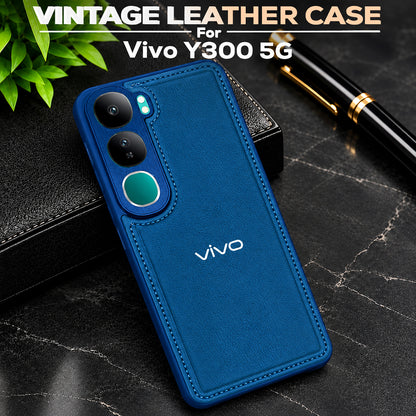 VIVO Y300 5G Vintage Leather Stitched Protective Back Case