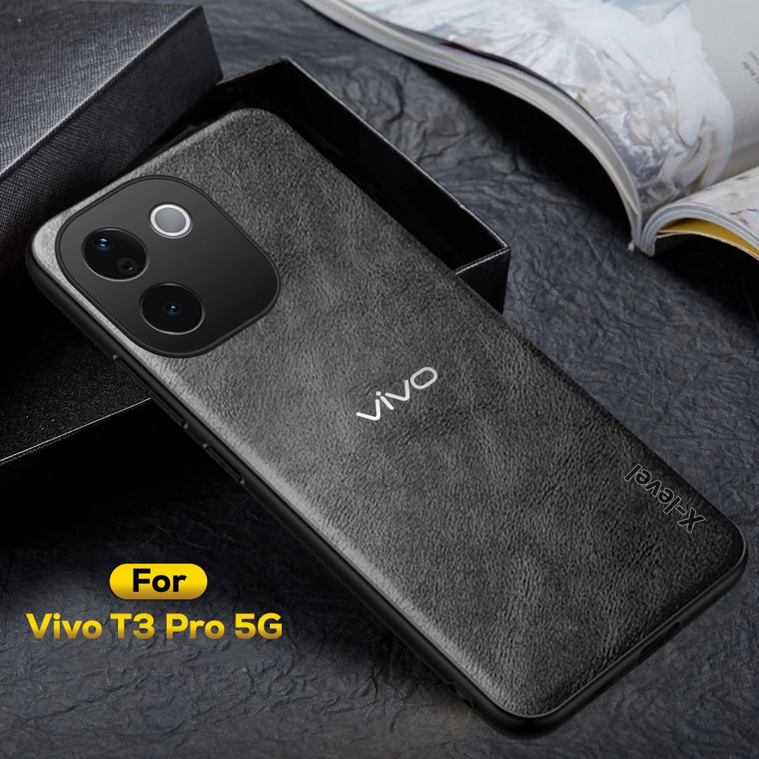 VIVO T3 PRO 5G  Business Style  PU LEATHER PROTECTIVE BACK CASE WITH CAMERA PROTECTION