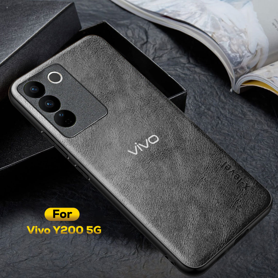 VIVO Y200 5G Business Style PU LEATHER PROTECTIVE BACK CASE WITH CAMERA PROTECTION