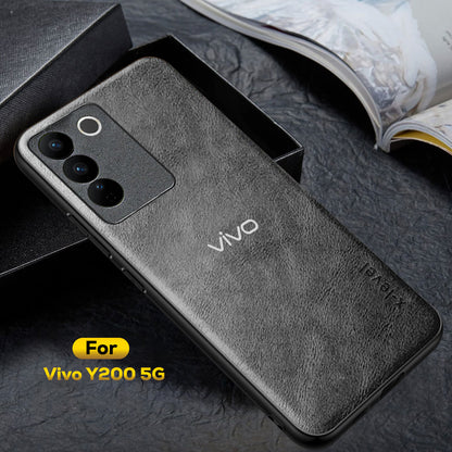 VIVO Y200 5G Business Style PU LEATHER PROTECTIVE BACK CASE WITH CAMERA PROTECTION