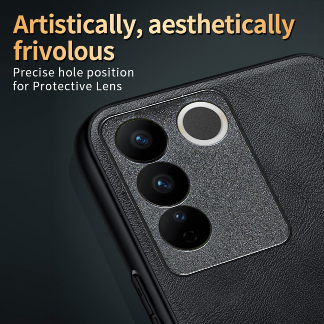VIVO V27 5G Business Style PU LEATHER PROTECTIVE BACK CASE WITH CAMERA PROTECTION