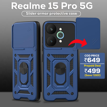 Realme 15 Pro 5G Armor Military-grade Case With Sliding Camera Cover & 360 Kickstand