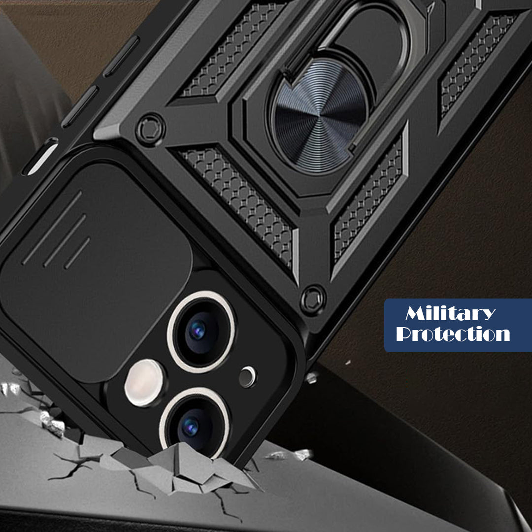 IPhone 14 5G Armor Military-grade Case With Sliding Camera Cover & 360 Kickstand