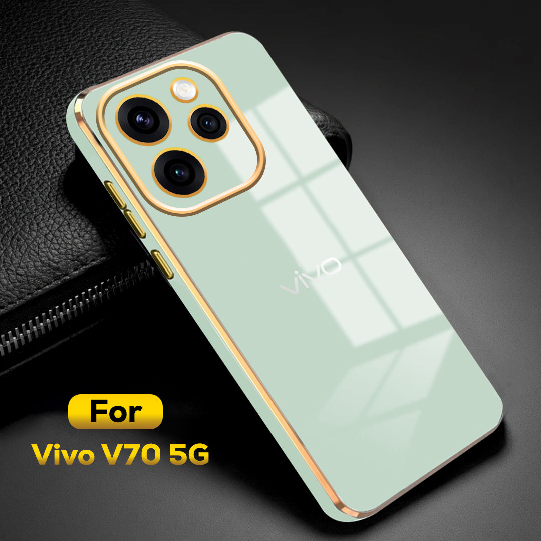VIVO V70 5G ULTRA-SHINE GOLD ELECTROPLATED LUXURIOUS  BACK CASE WITH CAMERA PROTECTION