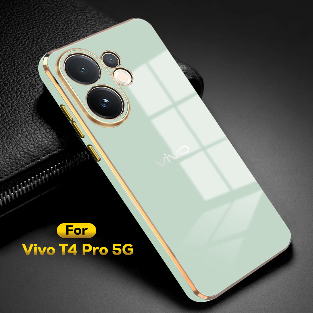 VIVO T4 PRO 5G ULTRA-SHINE GOLD ELECTROPLATED LUXURIOUS  BACK CASE WITH CAMERA PROTECTION