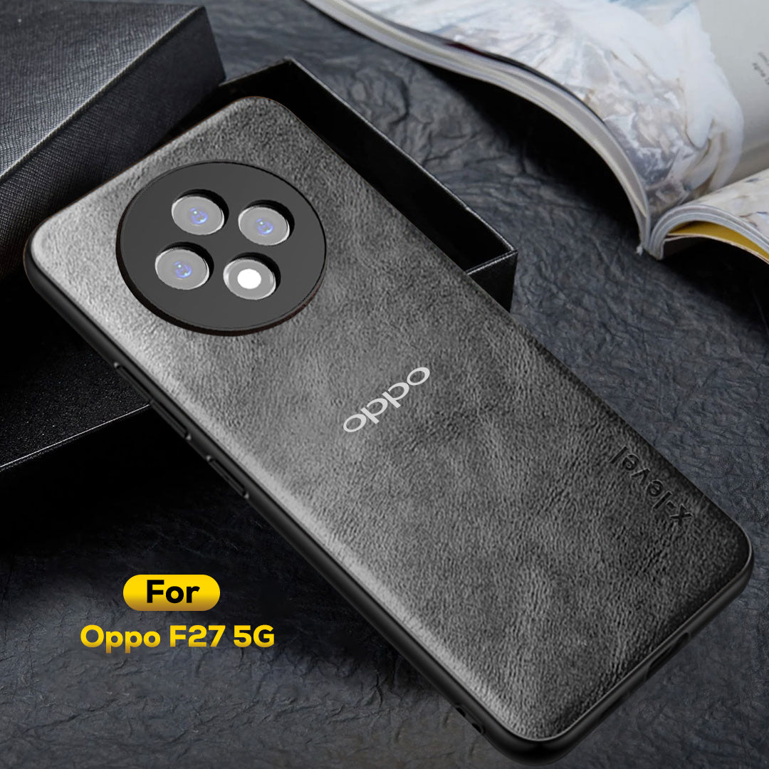 OPPO F27/RENO 12F 5G Business Style PU LEATHER PROTECTIVE BACK CASE WITH CAMERA PROTECTION