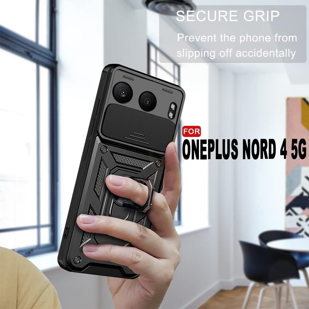 ONEPLUS NORD 4 5G Armor Military-grade Case With Sliding Camera Cover & 360 Kickstand