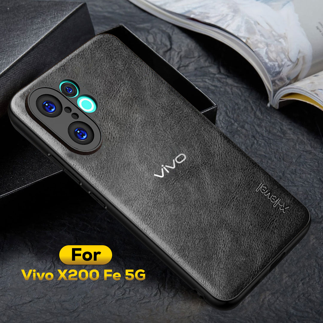 VIVO X200 FE 5G Business Style PU LEATHER PROTECTIVE BACK CASE WITH CAMERA PROTECTION