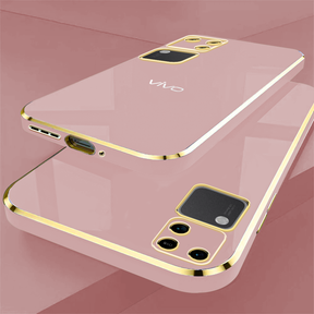 VIVO V30 5G ULTRA-SHINE GOLD ELECTROPLATED LUXURIOUS  BACK CASE WITH CAMERA PROTECTION