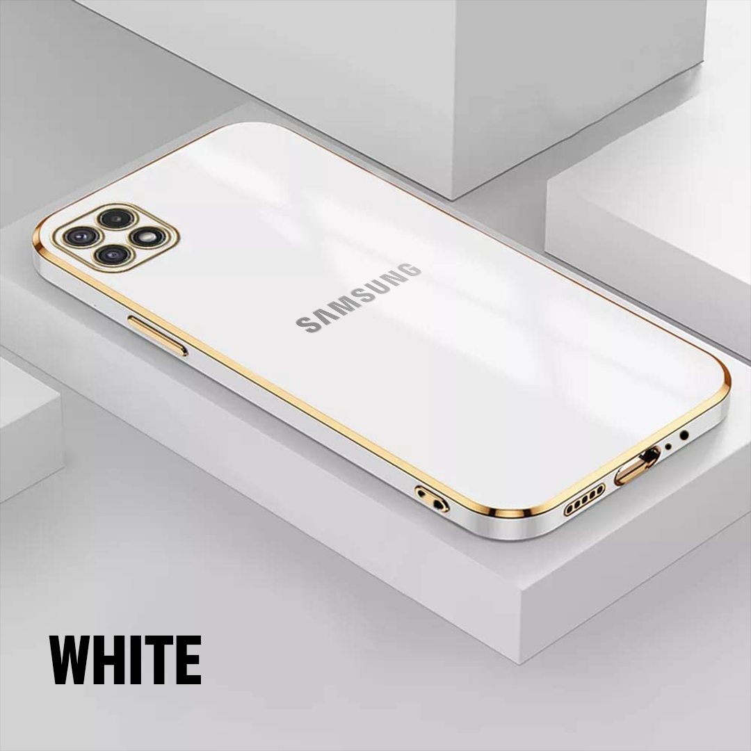 GALAXY A22 5G ULTRA-SHINE GOLD ELECTROPLATED LUXURIOUS BACK CASE WITH CAMERA PROTECTION