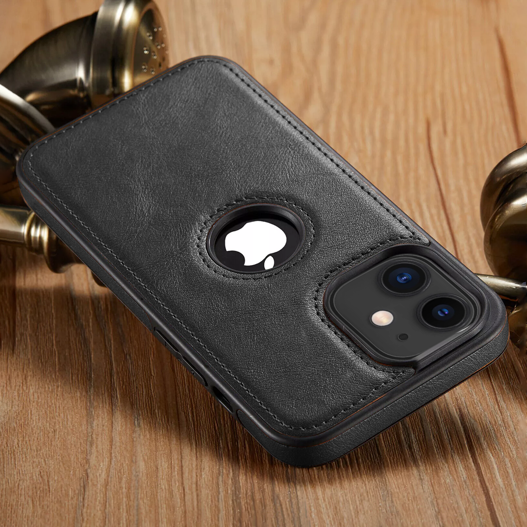 IPHONE 12 5G Drop Protection | Raised Camera Edges Protective Back Leather Case