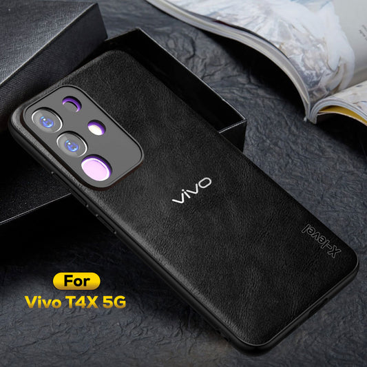 VIVO T4x 5G  Business Style  PU LEATHER PROTECTIVE BACK CASE WITH CAMERA PROTECTION