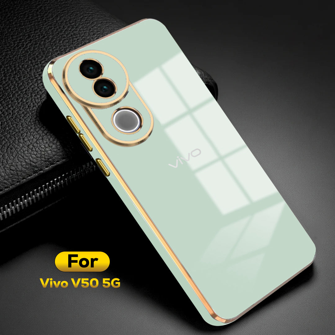 VIVO V50 5G ULTRA-SHINE GOLD ELECTROPLATED LUXURIOUS  BACK CASE WITH CAMERA PROTECTION