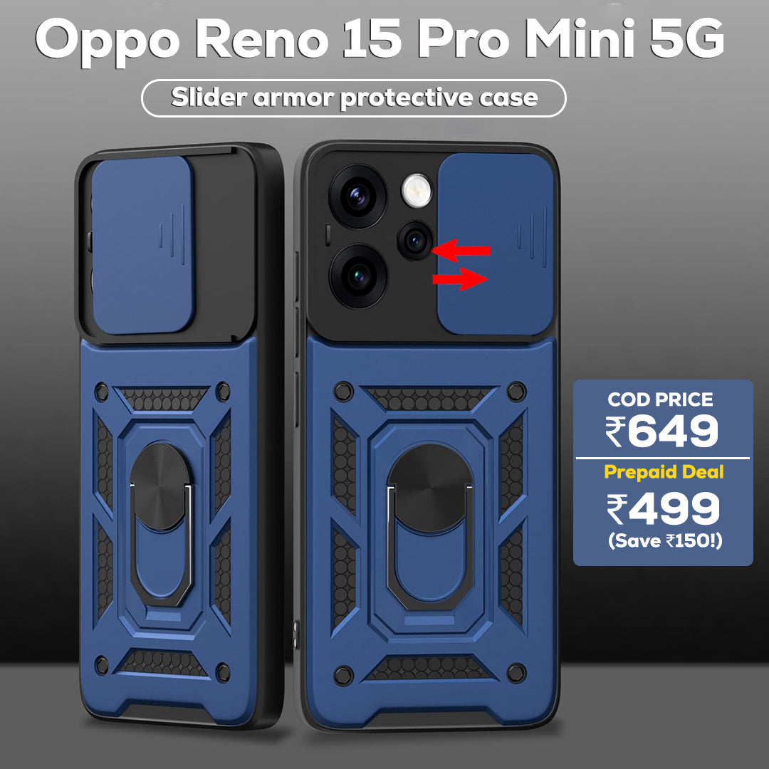 OPPO RENO 15 PRO MINI 5G Armor Military-grade Case With Sliding Camera Cover & 360 Kickstand
