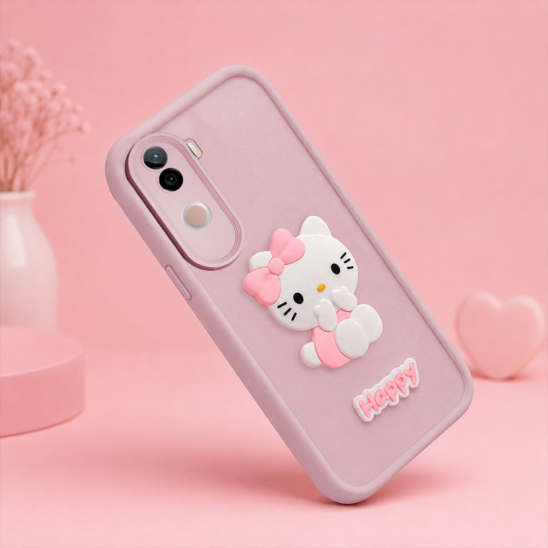 VIVO V40E 5G Soft Silicone 3D Hello Kitty character design Back Case with Camera Protection