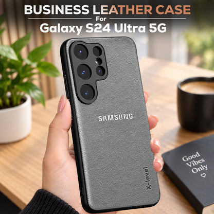 Samsung Galaxy S24 ULTRA 5G BUSINESS STYLE PU LEATHER PROTECTIVE BACK CASE WITH CAMERA PROTECTION
