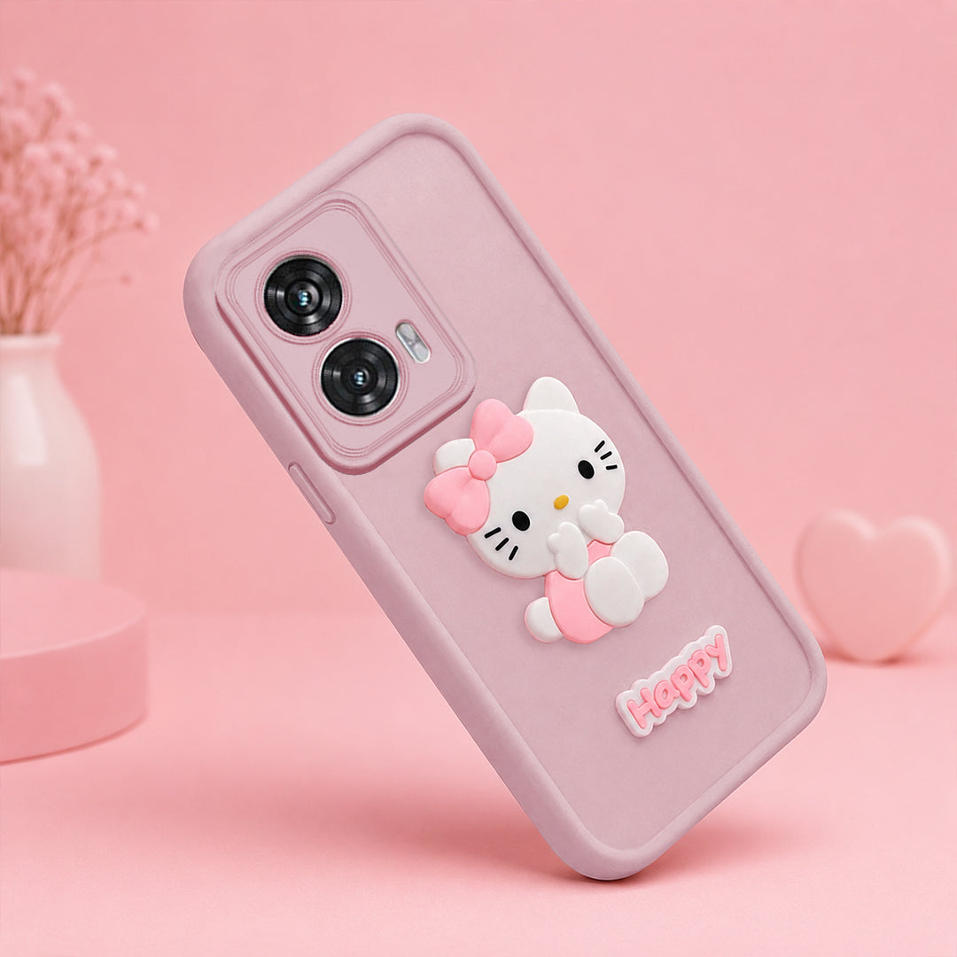 MOTOROLA EDGE 50 FUSION 5G Soft Silicone 3D Hello Kitty character design Back Case with Camera Protection