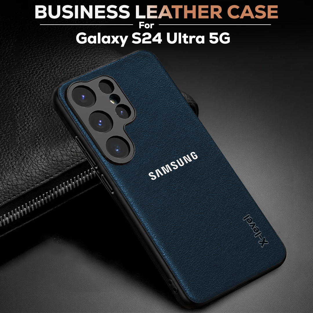 Samsung Galaxy S24 ULTRA 5G BUSINESS STYLE PU LEATHER PROTECTIVE BACK CASE WITH CAMERA PROTECTION