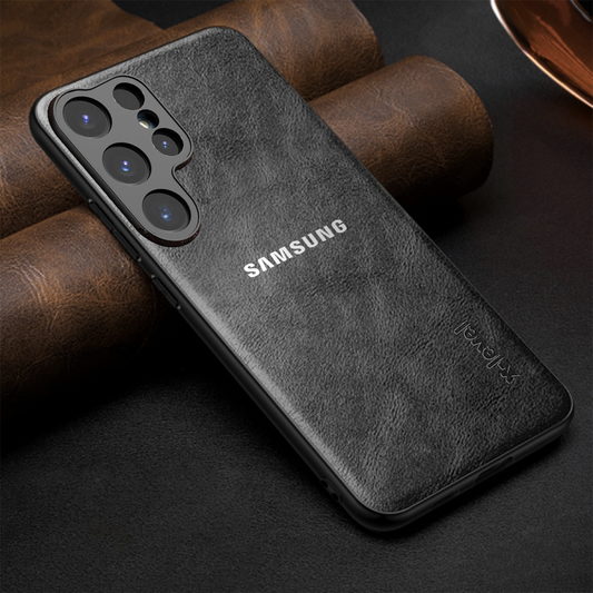 Samsung Galaxy S24 ULTRA 5G BUSINESS STYLE PU LEATHER PROTECTIVE BACK CASE WITH CAMERA PROTECTION