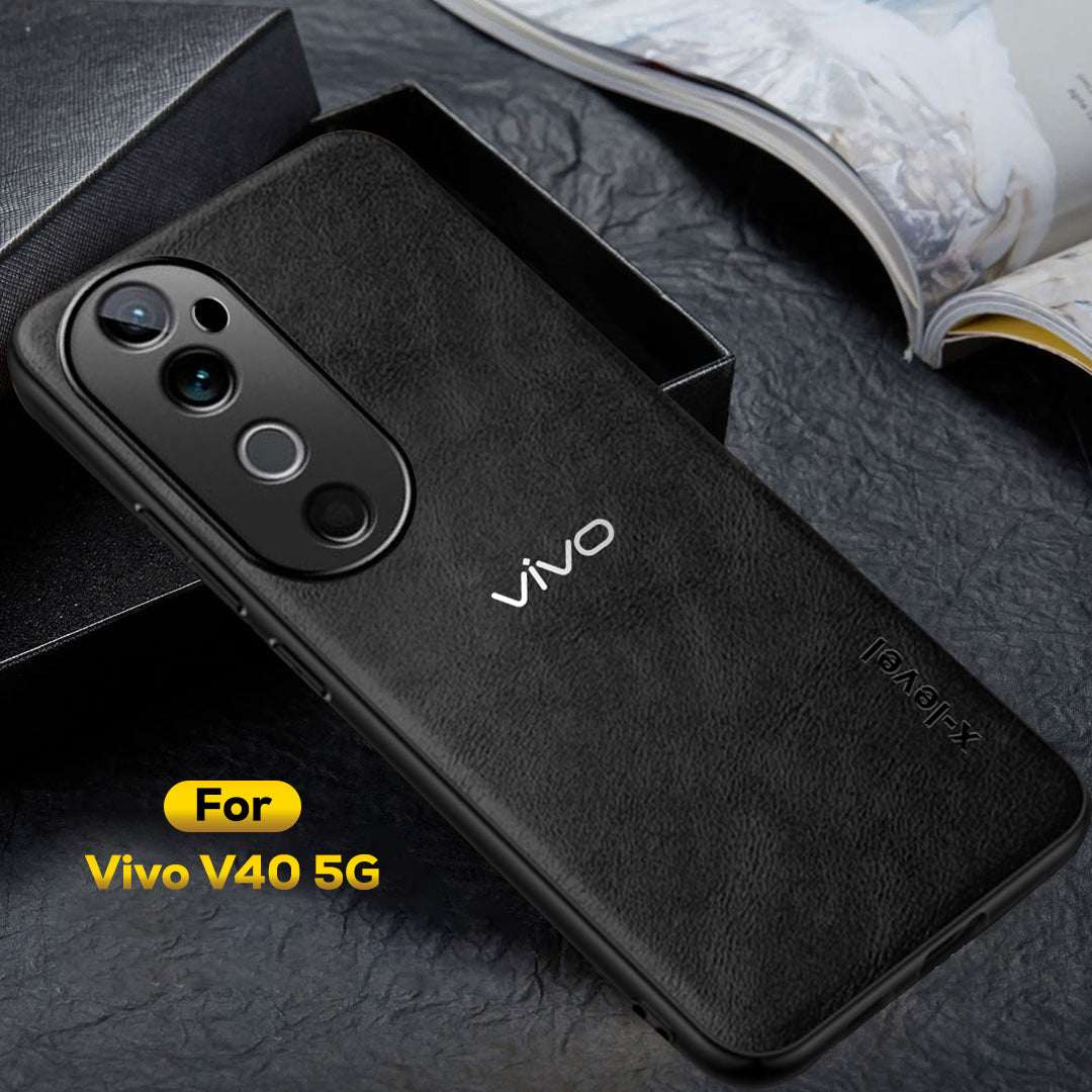 VIVO V40 5G Business Style PU LEATHER PROTECTIVE BACK CASE WITH CAMERA PROTECTION