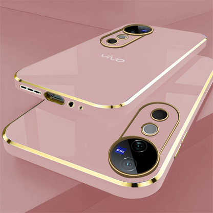 VIVO V40 5G ULTRA-SHINE GOLD ELECTROPLATED LUXURIOUS  BACK CASE WITH CAMERA PROTECTION