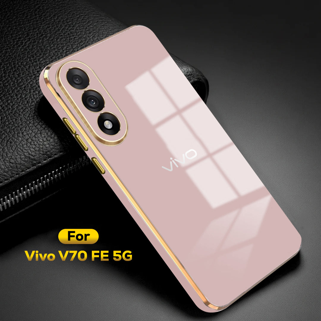 VIVO V70 FE 5G ULTRA-SHINE GOLD ELECTROPLATED LUXURIOUS  BACK CASE WITH CAMERA PROTECTION