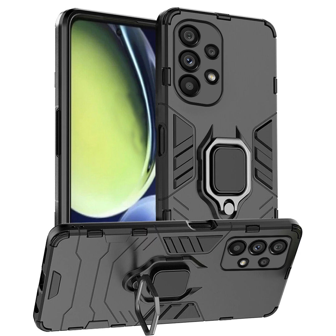 Galaxy A73 5G Black Panther Metal Bracket Shockproof Protective Back Case