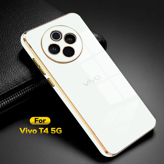 VIVO T4 5G ULTRA-SHINE GOLD ELECTROPLATED LUXURIOUS  BACK CASE WITH CAMERA PROTECTION