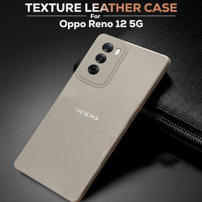 Oppo Reno 12 5G Solid Color Leather Texture Matte Phone Back Case