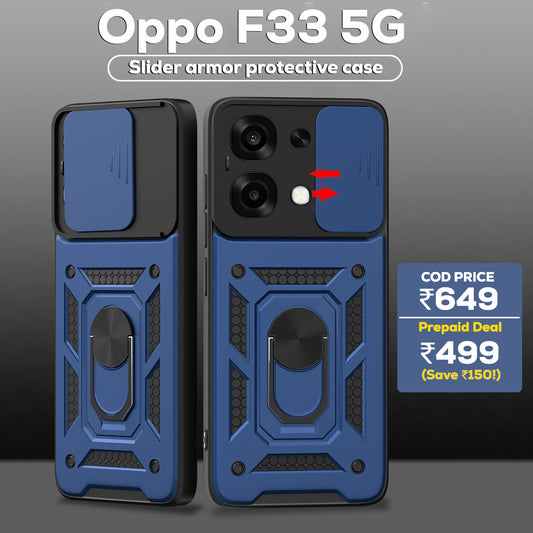 Oppo F33 5G Armor Military-grade Case With Sliding Camera Cover & 360 Kickstand
