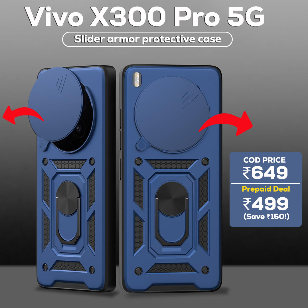 VIVO X300 PRO 5G Armor Military-grade Case With Sliding Camera Cover & 360 Kickstand