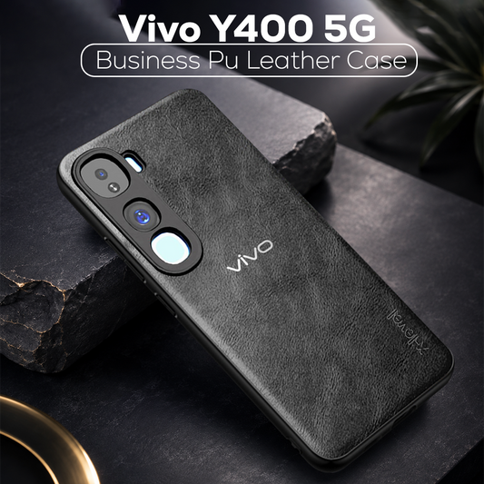 VIVO Y400 5G Business Style PU LEATHER PROTECTIVE BACK CASE WITH CAMERA PROTECTION