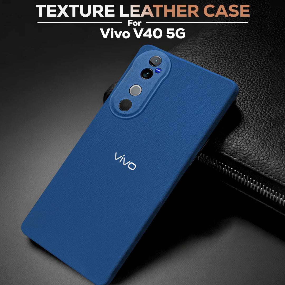 VIVO V40 5G Solid Color Leather Texture Matte Phone Back Case