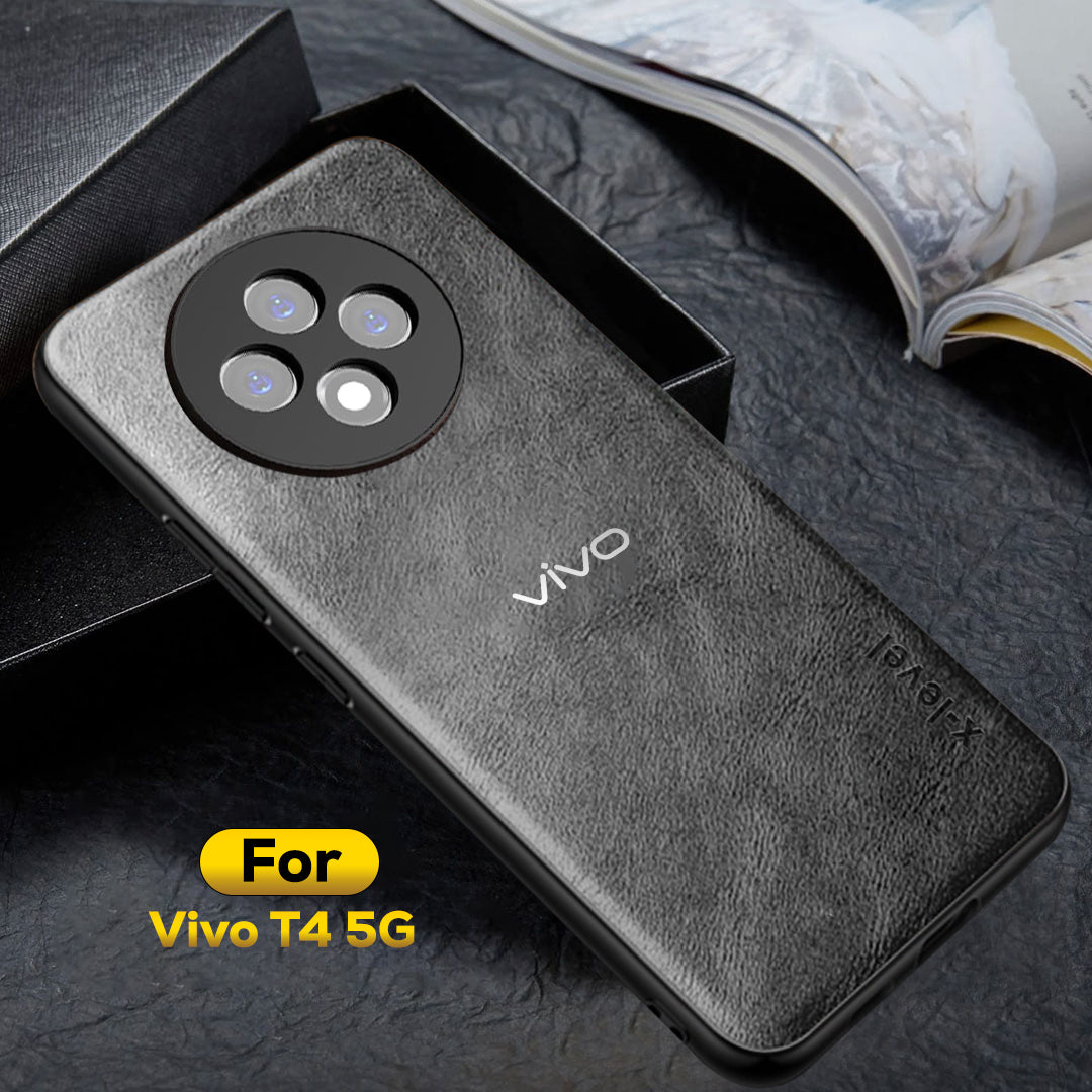 VIVO T4 5G Business Style PU LEATHER PROTECTIVE BACK CASE WITH CAMERA PROTECTION