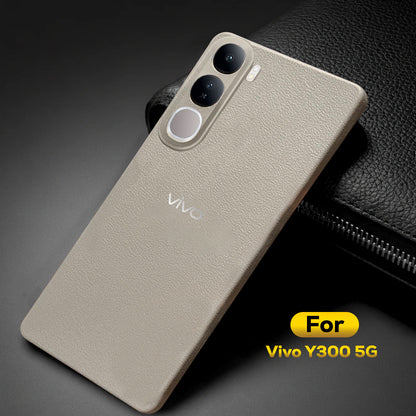Vivo Y300 5G Solid Color Leather Texture Matte Phone Back Case