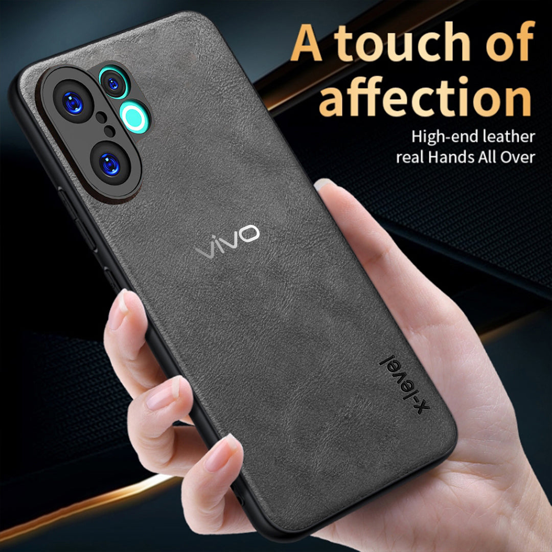 VIVO X200 FE 5G Business Style PU LEATHER PROTECTIVE BACK CASE WITH CAMERA PROTECTION