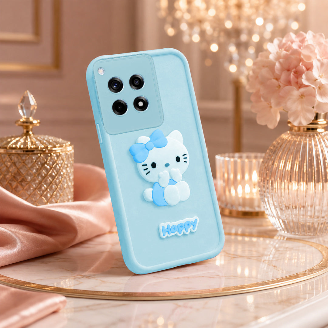 ONEPLUS 12R 5G Soft Silicone 3D Hello Kitty character design Back Case with Camera Protection