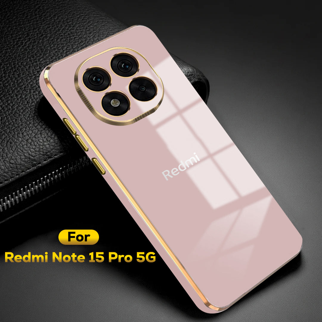 REDMI NOTE 15 PRO 5G ULTRA-SHINE GOLD ELECTROPLATED LUXURIOUS  BACK CASE WITH CAMERA PROTECTION