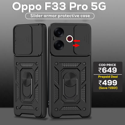 Oppo F33 PRO 5G Armor Military-grade Case With Sliding Camera Cover & 360 Kickstand