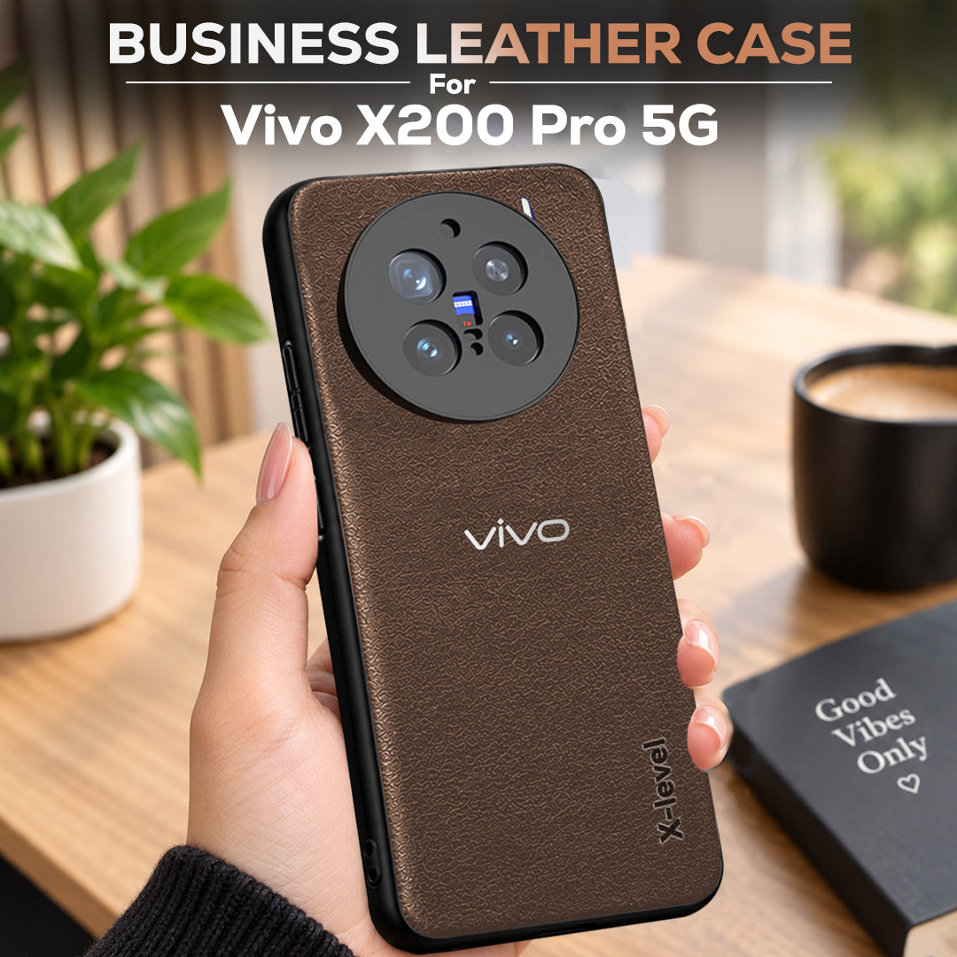 VIVO X200 PRO 5G  Business Style  PU LEATHER PROTECTIVE BACK CASE WITH CAMERA PROTECTION