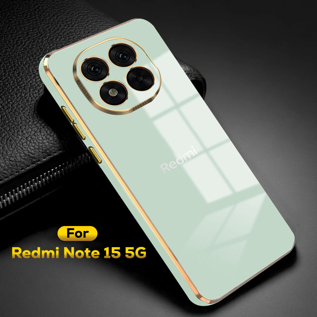 REDMI NOTE 15 5G ULTRA-SHINE GOLD ELECTROPLATED LUXURIOUS  BACK CASE WITH CAMERA PROTECTION