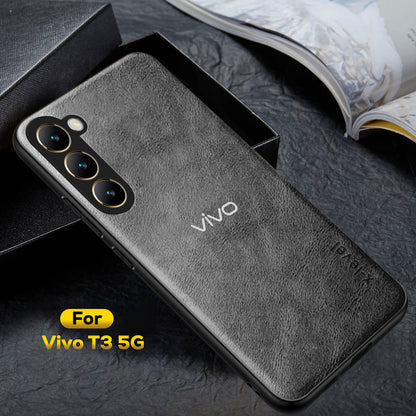 VIVO T3 5G Business Style PU LEATHER PROTECTIVE BACK CASE WITH CAMERA PROTECTION
