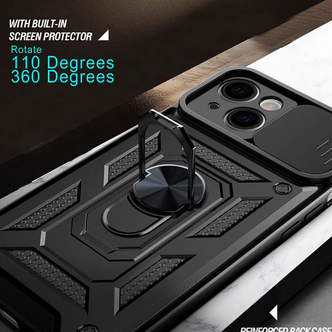 IPhone 13/14/15 5G Armor Military-grade Case With Sliding Camera Cover & 360 Kickstand