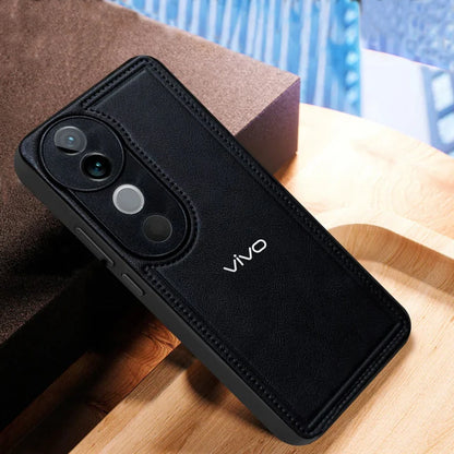 VIVO V40 5G Solid Color Leather Texture Matte Phone Back Case