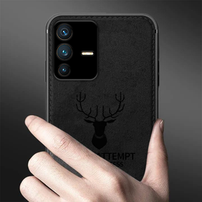 VIVO V23 5G Deer Pattern Hand-Stitched Cloth Texture Leather Finish Hybrid Protective Case