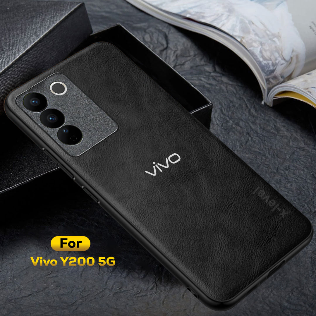 VIVO Y200 5G Business Style PU LEATHER PROTECTIVE BACK CASE WITH CAMERA PROTECTION