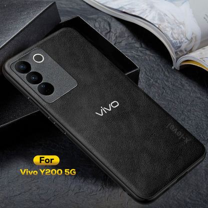VIVO Y200 5G Business Style PU LEATHER PROTECTIVE BACK CASE WITH CAMERA PROTECTION